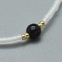 Регулируемые браслеты из плетеных бусин из натурального окрашенного и нагретого черного агата BJEW-F391-A02