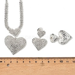 Комплект из серег-гвоздиков и ожерелий с подвесками в форме сердца из латуни и страз для женщин SJEW-M102-08S