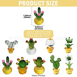 8шт. 8-х видов стеклянных фигурок кактусов&nbsp;DJEW-CJ0001-12