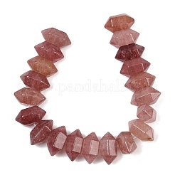 Нити бусин из натурального клубничного кварца с двойными наконечниками G-T142-92