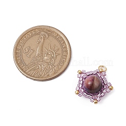 Подвески в виде звезд из натурального тигрового глаза (окрашенного и нагретого) и стеклянных бусин ручной работы PALLOY-MZ00491-03