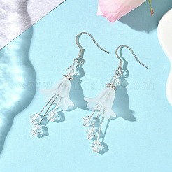 4 пара сережек-подвесок в форме цветка из латуни&nbsp;EJEW-JE06596