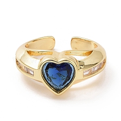 Кольцо-солитер с кубическим цирконием в форме сердца RJEW-G277-01G