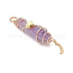 3 шт. 3 стиля натуральный аметист заостренный медный провод обернутый граненой пулей большой кулон&nbsp;PALLOY-JF03572-03