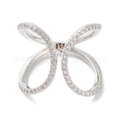 Реечное покрытие латунь микро паве кубический цирконий регулируемые кольца RJEW-D025-16P