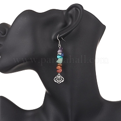 Серьги-подвески с натуральным красным авантюрином EJEW-JE06648-02