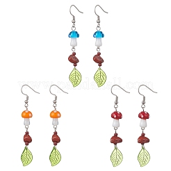 3 пара серег-грибов в стиле лэмпворк EJEW-JE06714