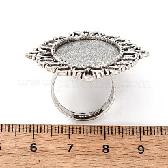 Старинные регулируемые железные компоненты цветок палец кольцо сеттинги ободок сплав кабошон X-PALLOY-O036-03AS