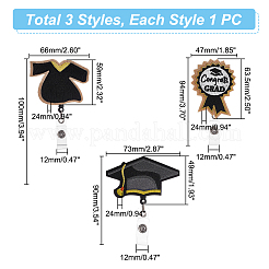 3 шт. 3 стиля выпускной тематический фетровый пластиковый выдвижной значок катушка JEWB-UN0001-02