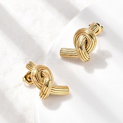 Серьги-гвоздики с узелками из нержавеющей стали 304&nbsp;EJEW-K268-45G