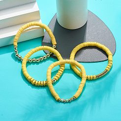 4 шт. 4 цветных браслета ручной работы из полимерной глины в виде дисков для серфинга&nbsp;BJEW-JB08802