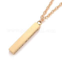 Прямоугольник со словом «я люблю тебя» ожерелье из нержавеющей стали 304 с цепочкой из сплава для женщин&nbsp;NJEW-M192-01G