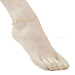 Браслеты на лодыжку из латунных изогнутых звеньев с круглыми подвесками-шармами для женщин&nbsp;AJEW-AN00713