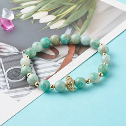 Набор браслетов стрейч с кубическим цирконием в форме раковины для девочек-подростков&nbsp;X1-BJEW-JB06850-04