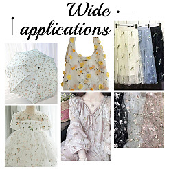 Нейлоновая сетка с рисунком листьев и вышивкой DIY-WH0580-17