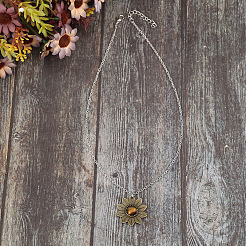 Женские кулоны из сплава с подвеской в виде цветка тигрового глаза&nbsp;FS-WGB1948-01