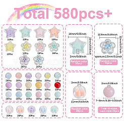 586 шт. круглые акриловые бусины с имитацией драгоценных камней OACR-SP0001-36