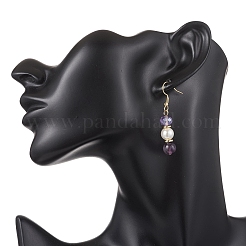 Круглые натуральные аметист мотаться серьги EJEW-JE06778-03