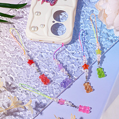 16 шт. подвеска в виде медведя из смолы 8 цветов для мобильного телефона HJEW-TA0001-29