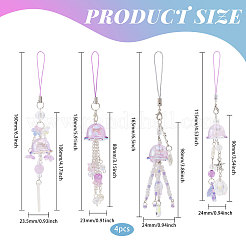 4 шт. 4 стиля резиновых и акриловых мобильных ремешков&nbsp;HJEW-CA0001-76