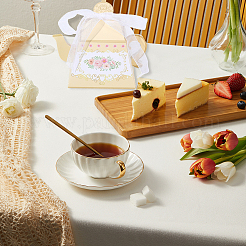 12 шт. 4-цветные 3D-бумажные подарочные коробки для конфет в форме чайника с цветочным принтом и лентой&nbsp;DIY-SP0006-39