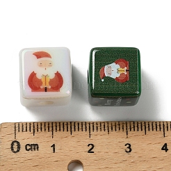 Непрозрачные акриловые бусины с рождественским принтом OACR-D316-02B