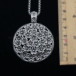 Плоские круглые с рельефным цветком ожерелья из сплава с подвеской для женщин FS-WG15FE6-01