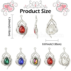 12шт 6 цвета подвески из сплава стекла&nbsp;ALRI-YW0001-33