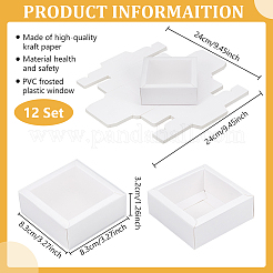 Картонные ящики для хранения подарков с прозрачной крышкой CON-WH0092-72A-01