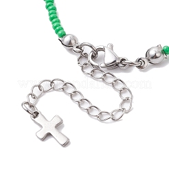 Браслеты из смолы и стеклянных бусин от сглаза BJEW-MZ00049