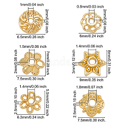 180 шт. 6-х стильные колпачки для бусин из сплава с покрытием в виде цветка FIND-BC0001-98