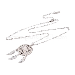 Не тускнеющая плетеная сетка/паутина с перьями NJEW-G087-05P