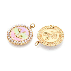 Подвески из нержавеющей стали 304 и эмалированного АБС-пластика с имитацией жемчуга STAS-T069-82B