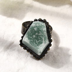 Открытые манжеты-кольца неправильной формы с натуральным зеленым авантюрином&nbsp;G-A278-03AB-06