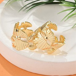 Цветочные латунные кольца для женщин RJEW-B119-09G