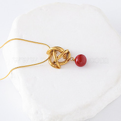 3 шт. французский узел из нержавеющей стали с красным круглым кулоном для женщин OY1105