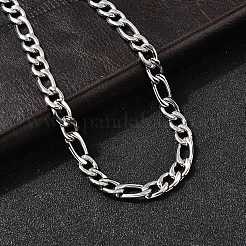 7 мм 304 нержавеющая сталь Фигаро цепочки ожерелья для женщин мужчин NJEW-B134-04B-P
