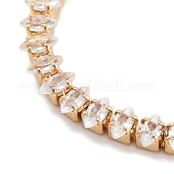 Браслеты из латуни с прозрачным фианитом и звеньями в виде конского глаза BJEW-YWC0002-03A-G