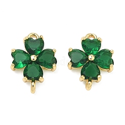 Подвески-клеверы из стекла в честь Дня Святого Патрика&nbsp;KK-P348-03G