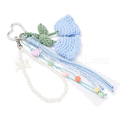 Подвеска ручной работы из хлопковой пряжи с ландышами HJEW-JM04387-01