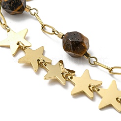 Ионное покрытие (ip) 304 нержавеющая сталь звездообразные цепи двухслойный многорядный браслет&nbsp;BJEW-K238-08G