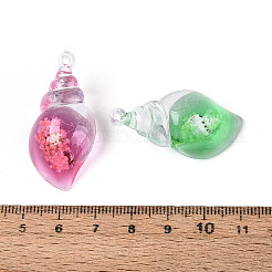 Подвески из прозрачной светящейся смолы и ракушек&nbsp;RESI-T026-23M