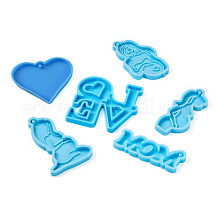 6шт 6 стильных подвески на тему Дня матери силиконовые Молды&nbsp;DIY-BG0001-37