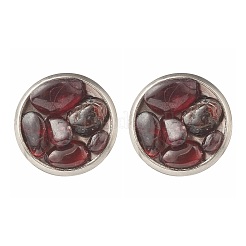 Плоские круглые серьги-гвоздики с бусинами из смешанных драгоценных камней для девочек и женщин EJEW-JE04669