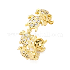 Латунные кольца-манжеты с микропаве и прозрачным цирконием для женщин&nbsp;RJEW-G345-01G