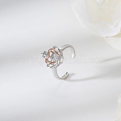 925 кольцо-манжета из серебра {925} пробы с родиевым покрытием RJEW-C064-45C-P