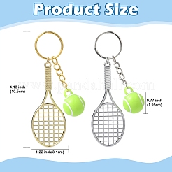 5 шт. непрозрачный акриловый теннисный брелок с изображением теннисной ракетки из сплава&nbsp;KEYC-YW00243-01