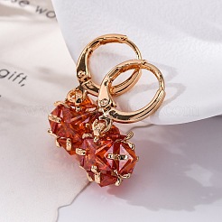 Латунные микропроволочные кубические серьги с цирконием EJEW-K300-58G-01