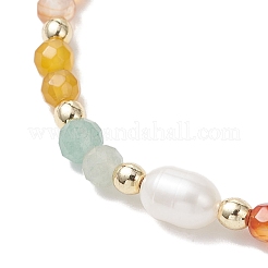 Женские плетеные браслеты из бусин из натурального амазонита BJEW-JB12666-01