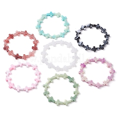 7шт 7 цвета крест акриловые бусины эластичные браслеты для женщин и мужчин&nbsp;BJEW-JB11434